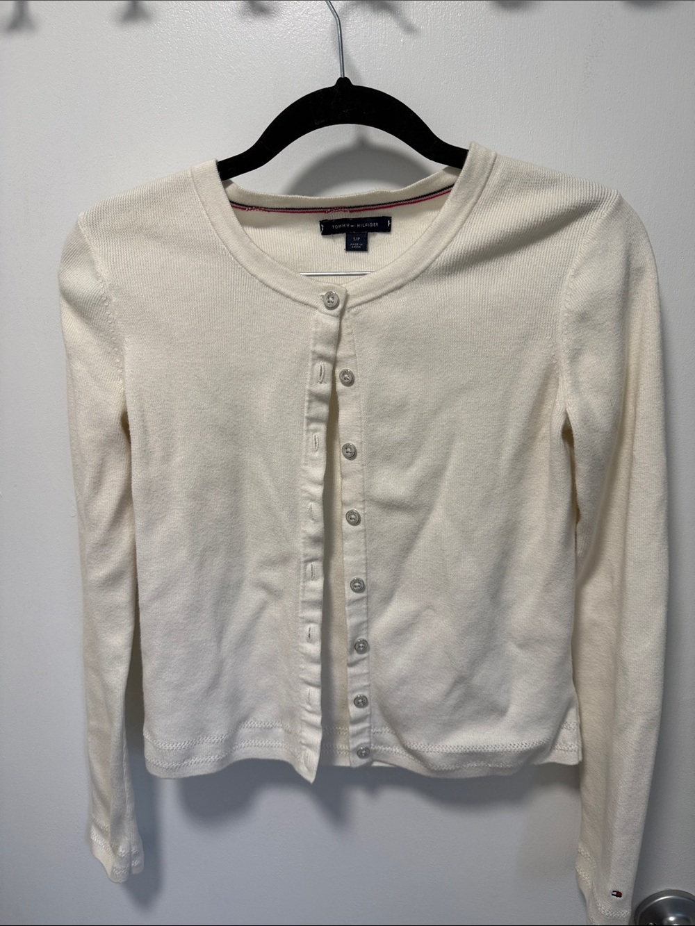 Tommy Hilfiger Off-White Round-Neck Button Cardigan